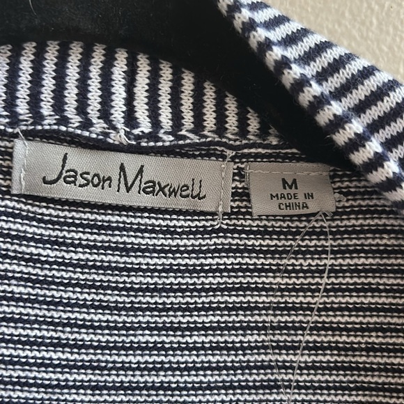 Jason Maxwell Black White Stripe Open Front Cotton Cardigan Medium NWT - Picture 2 of 10